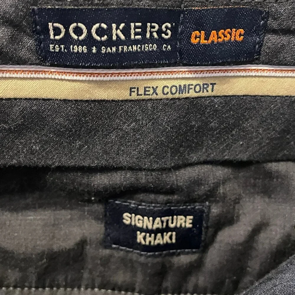 NEW Dockers Classic Flex Comfort Signature Khaki Trouser Pants in Gray 34 x 29